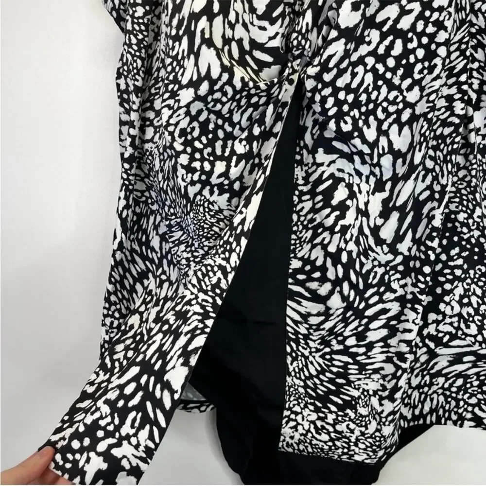 Swim Solutions Printed Flyaway Fauxkini One piece black white - 18W - Picture 6 of 14